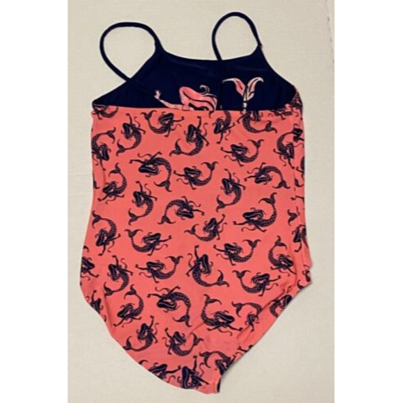 WONDER NATION GIRLS 10/12 1 PC REVERSIBLE NAVY BLUE/CORAL PINK MERMAID SWIMSUIT - Picture 4 of 4